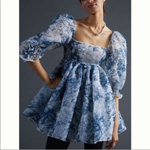 Selkie Toile Puff Sleeved Minidress